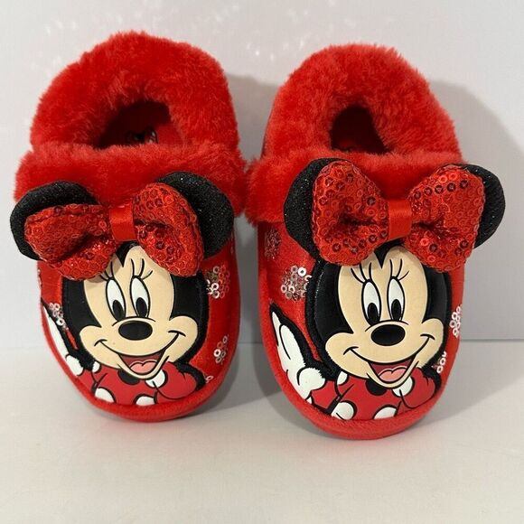 Disney Junior Minnie Mouse Slippers Red with Bows | Toddler Size 5/6 - Picture 6 of 9
